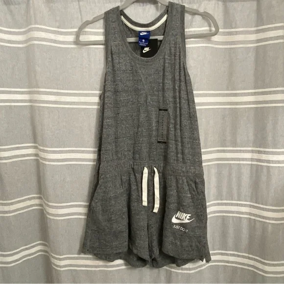 NWT NIKE / Sportswear Gym Vintage Romper gray Size M - Picture 2 of 15